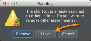 Setting shortcuts