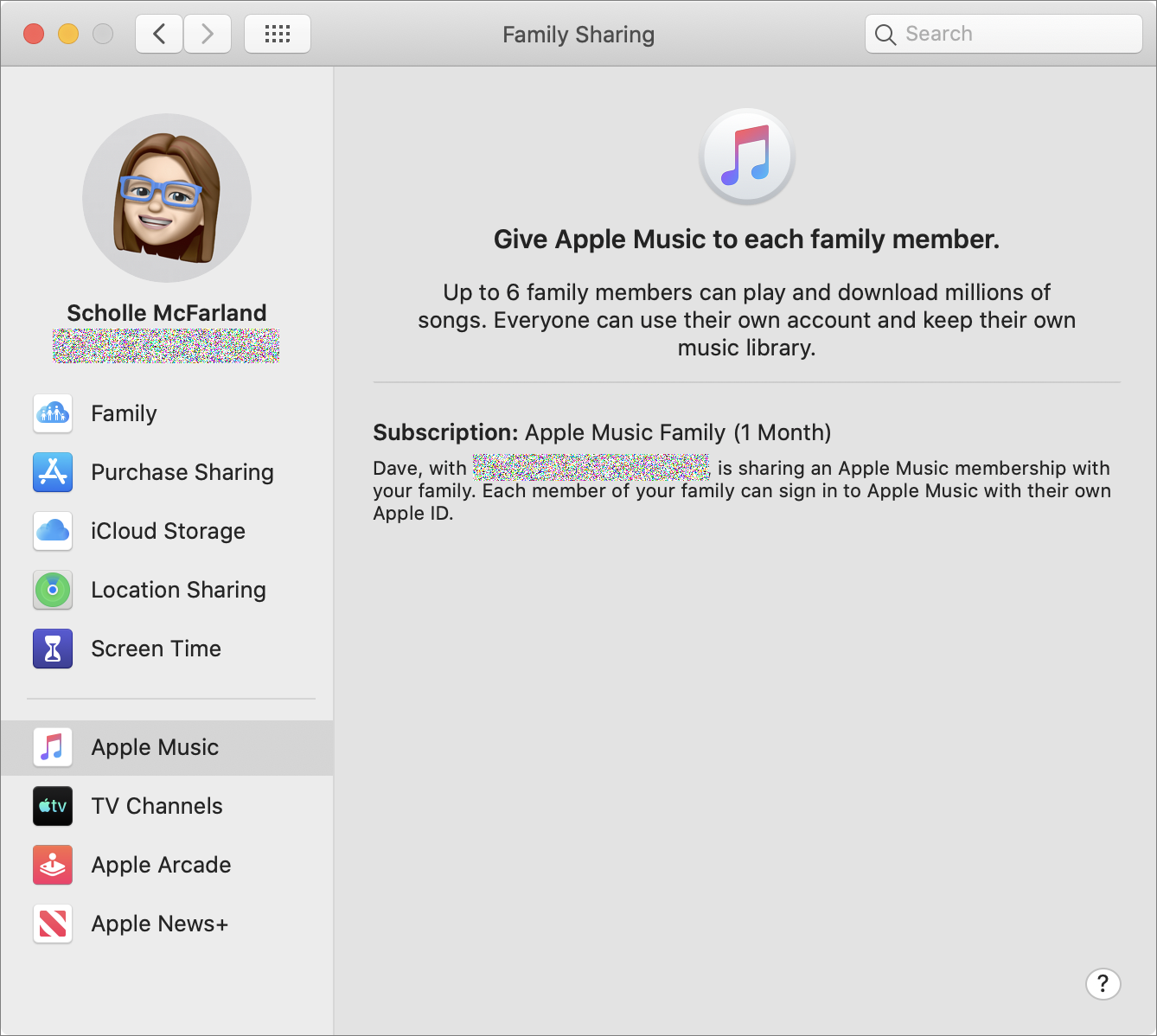 Figure 105: The whole group can share an Apple Music Family Plan. Note that the family organizer does not need to be the subscription holder.