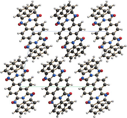 Figure depicting the disordered crystal structure of P.R.194. All possible atomic positions are depicted in the figure.