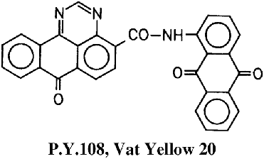 Figure depicting the chemical structure of compound P.Y.108, Vat Yellow 20.