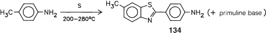 Figure depicting a chemical reaction for permethylation of the nitrogen atoms with agents such as methanol and hydrochloric acid and simultaneous quarternization affords the thiazolium salt 135.