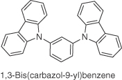 Chemical structure of 1,3-bis(carbazol-9-yl)benzene (mCP).