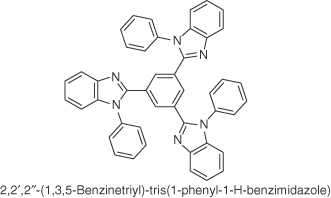 Chemical structure of 2,2′,2′′-(1,3,5-Benzinetriyl)-tris(1-phenyl-1-H-benzimidazole) (TPBI).