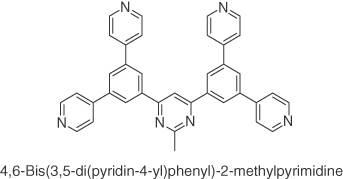 Chemical structure of 4,6-Bis(3,5-di(pyridin-4-yl)phenyl)-2-methylpyrimidine (B4PyMPM).