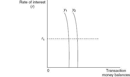 Figure 14.4 Transactions Demand for Money as Interest Elastic