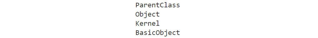 Figure 6.20: The ancestor method output for ParentClass
