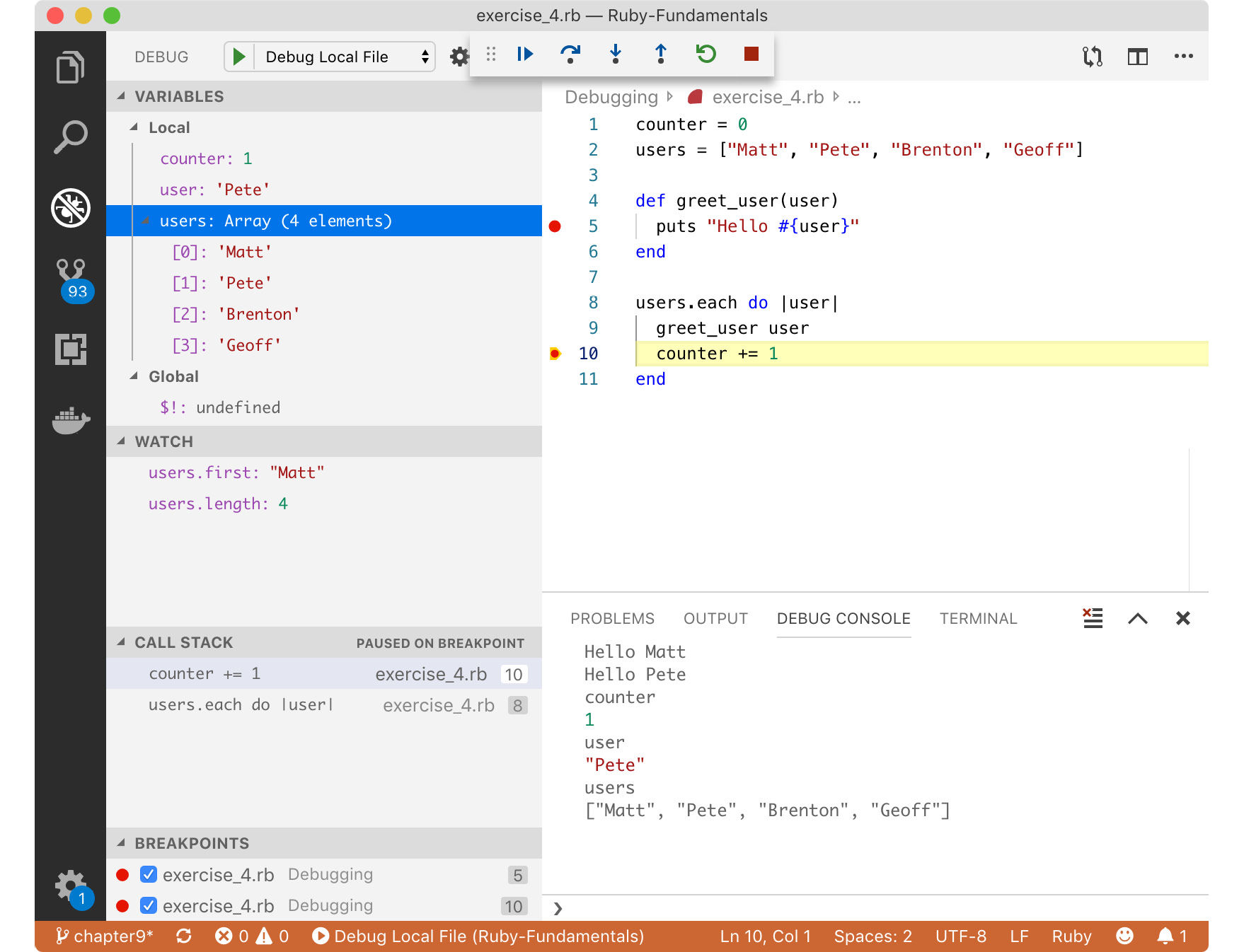 Figure 8.17: Debugging with Visual Studio Code
