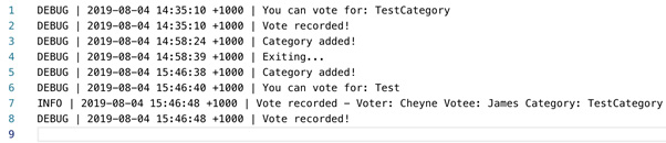 Figure 8.33: Output for the voting application
