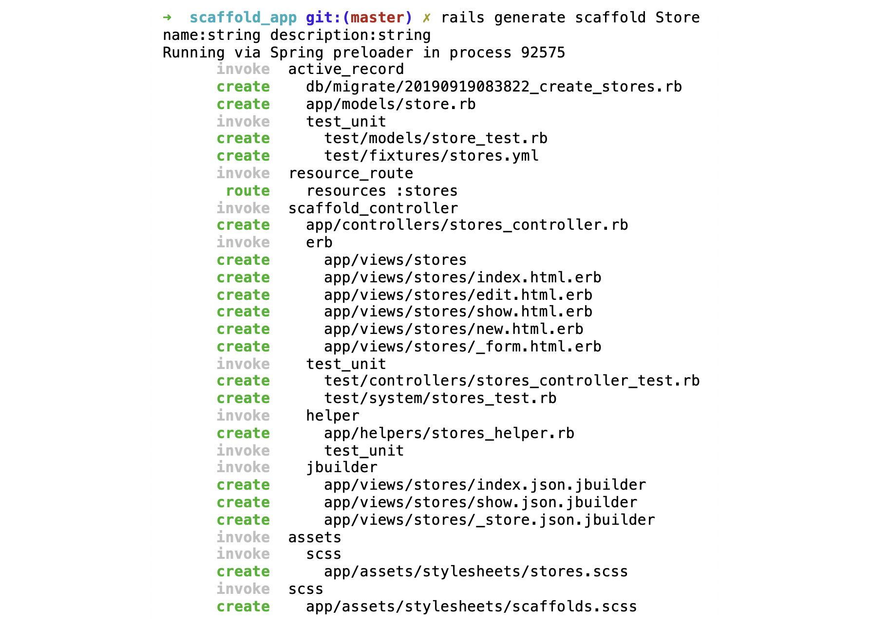 Figure 12.20: Using the scaffold command to create a model
