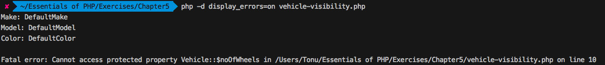 Figure 5.12: Accessing a protected property of the vehicle object
