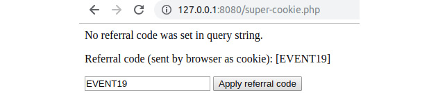 Figure 6.11: The output of super-cookie.php on subsequent requests
