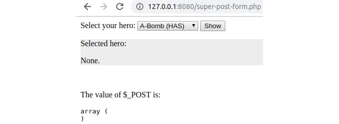 Figure 6.18: First access to the super-post-form.php script
