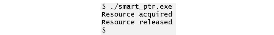 Figure 3.24: Smart pointer program output using move semantics