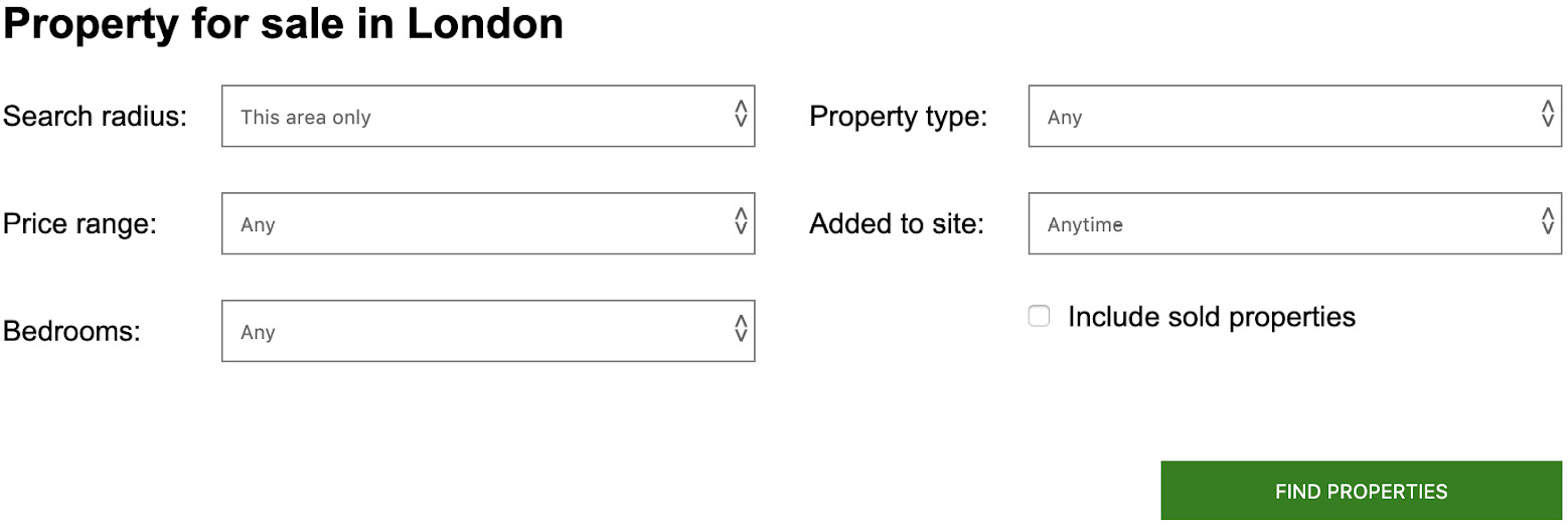 Figure 4.28: Property portal website form
