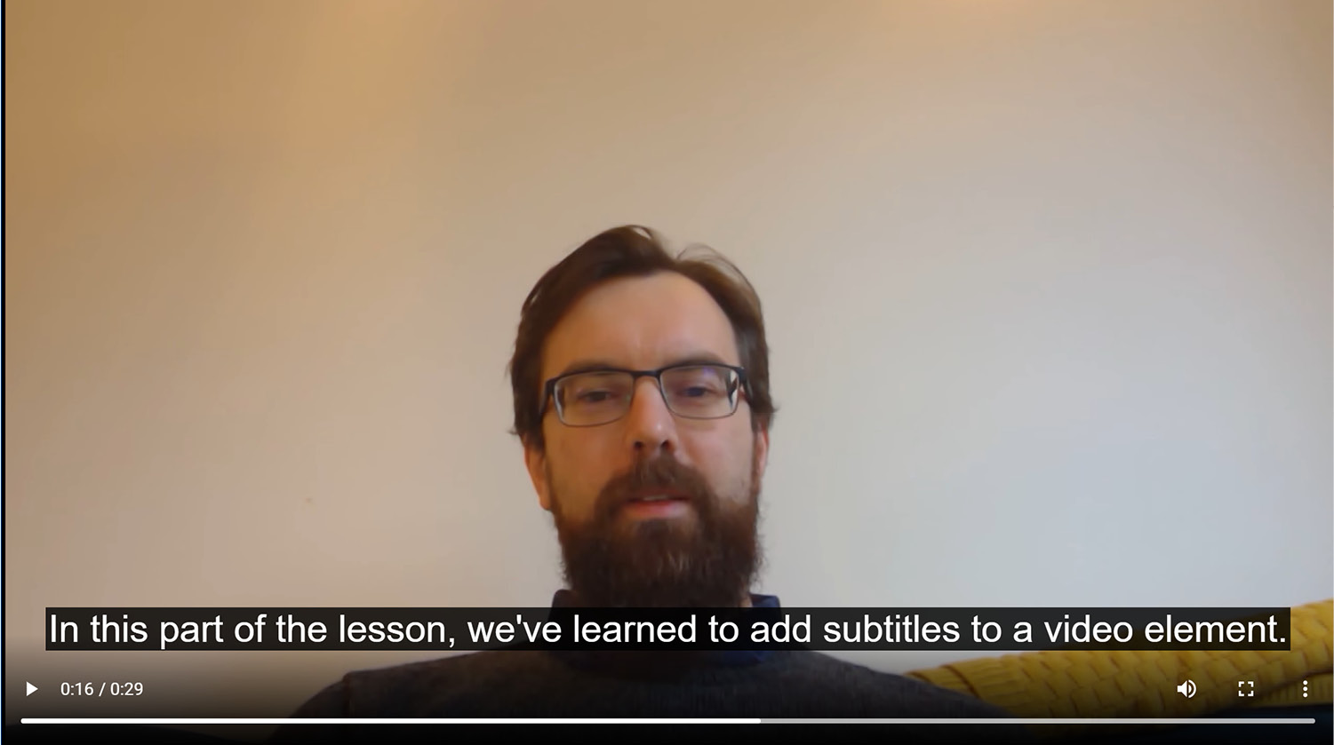 Figure 7.10: A video element with English subtitles
