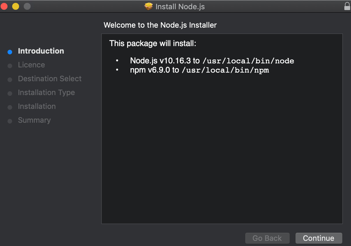 Figure 10.2: Node.js installation package
