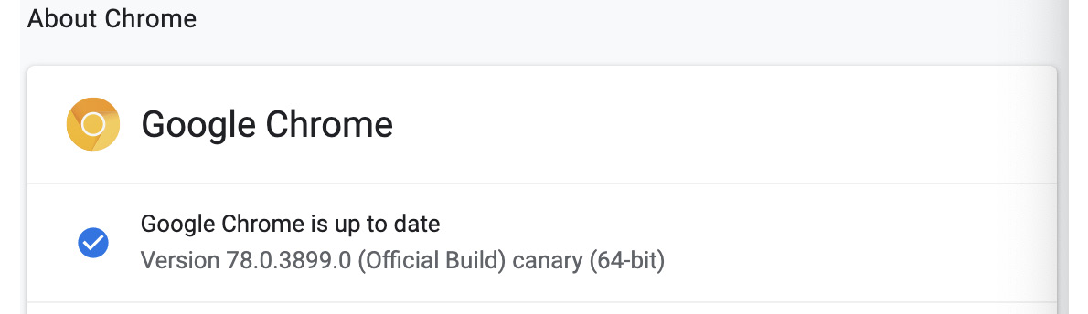 Figure 13.3: About page for Chrome Canary official build
