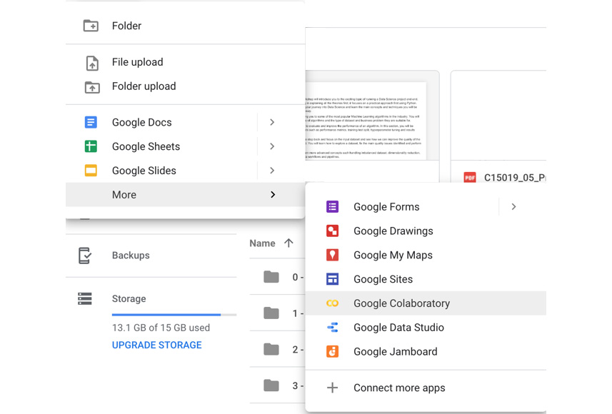 Figure 0.4: Option to open Colab notebook from Google Drive
