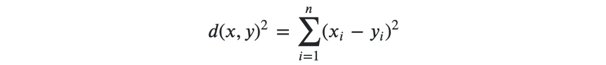 Figure 5.32: The squared Euclidean distance formula
