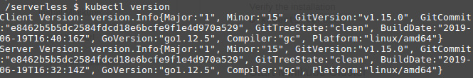 Figure 7.12: Verifying the kubectl version
