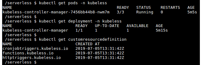 Figure 7.16: Verifying the Kubeless installation
