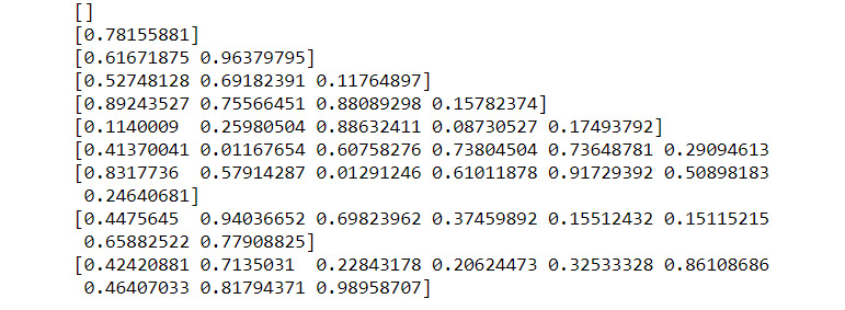 Figure 9.34: Generating lists of random numbers with numpy
