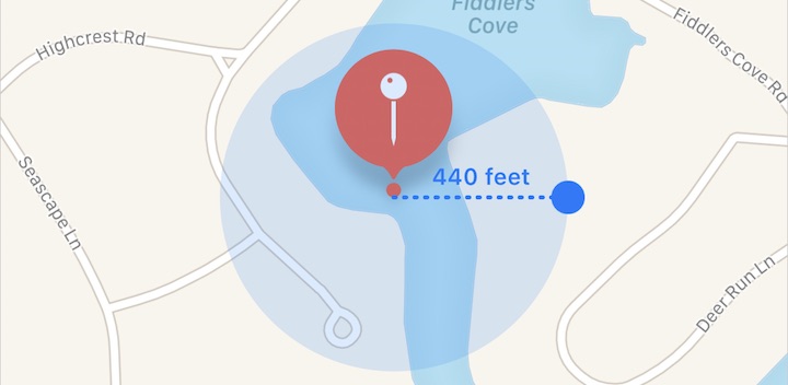 Figure 32: By holding and dragging the blue dot, you can adjust the distance at which an arrival will trigger the automation.