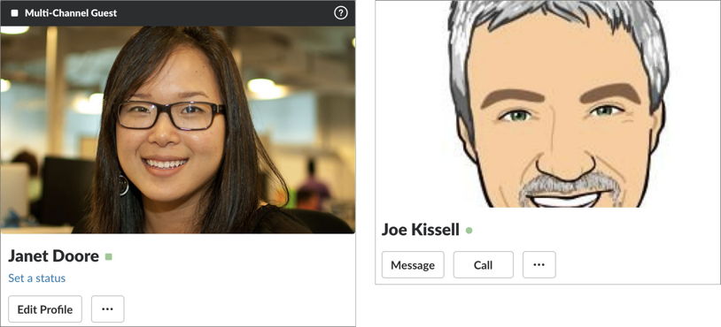 Figure 4: Janet is a guest (left), but Joe is not (right).