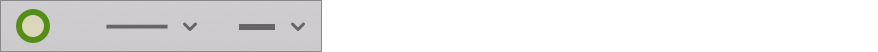 Figure 44: The object property tools control how an object’s fill and stroke appear; from left to right they control fill and stroke colors, line attributes, and stroke width.