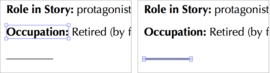 Figure 66: The Precision Edit tool can select either native text objects (left) or graphic objects (right).