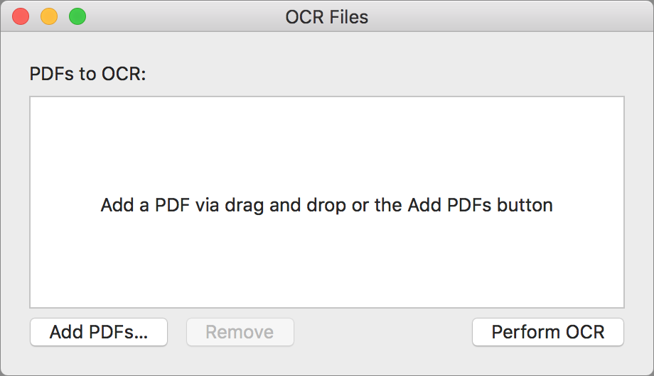 Figure 27: Add files upon which you want to perform OCR to this window.