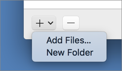 Figure 30: Add files and folders to a portfolio with the Add button at the bottom of the portfolio window.