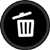 Picture of the Delete button icon depicting a trash can, to erase photos and movie files.