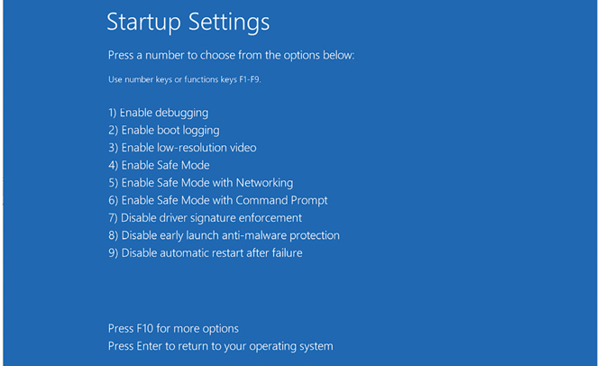 A screenshot shows the Startup Settings options.