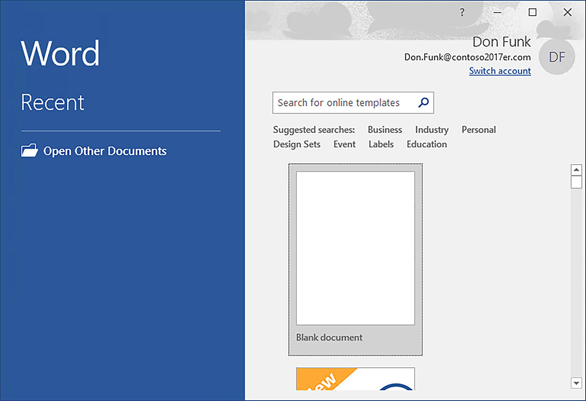 A screen shot shows Don Funk signed into Office 365.