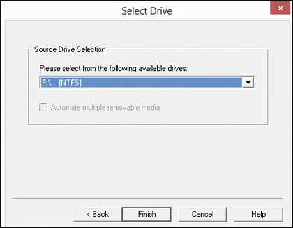 A screenshot depicts the select drive dialog box of the FTK Imager application.