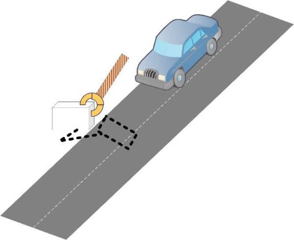 Illustration displaying a car with an inductive loop detector installed at the entrance of a parking lot.