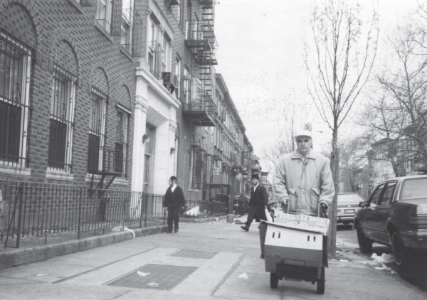 Photograph showing the first job for Professor Klyatis in the United States - fish delivery.
