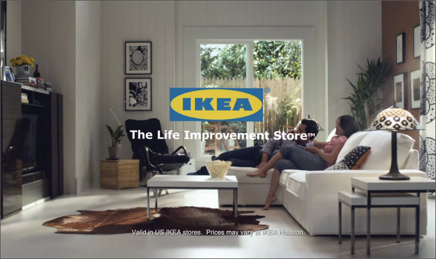 An IKEA advertisement shows the photo of a living room.