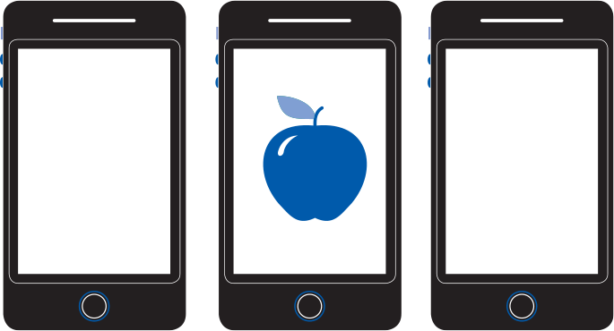 An illustration shows the images of three smartphones with one of them displaying an apple on the screen.