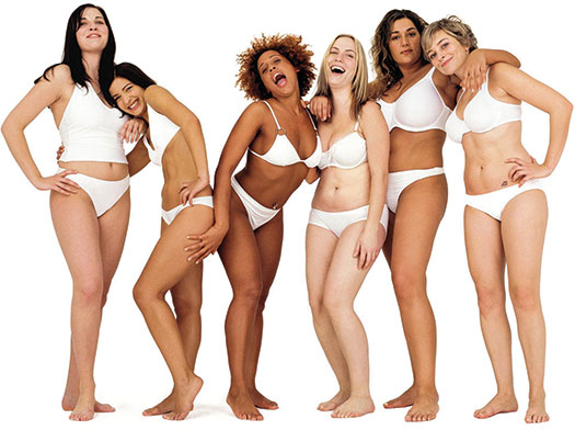 Photo shows a group of women posing in their innerwear.