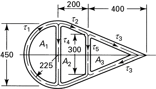 A figure shows a three cell torsion tube along with the dimensions.