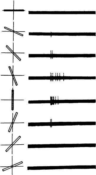 A figure shows electrical activity for various orientations of line.