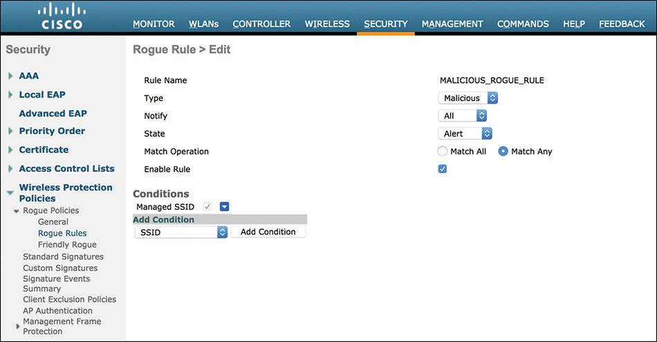 A screenshot of the Cisco WLC interface showing local policy configuration.