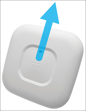 A photograph of CISCO internal antenna orienting upward for the access point.