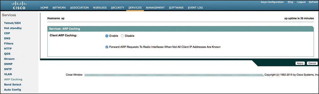 A screenshot shows a Cisco window for ARP Caching.