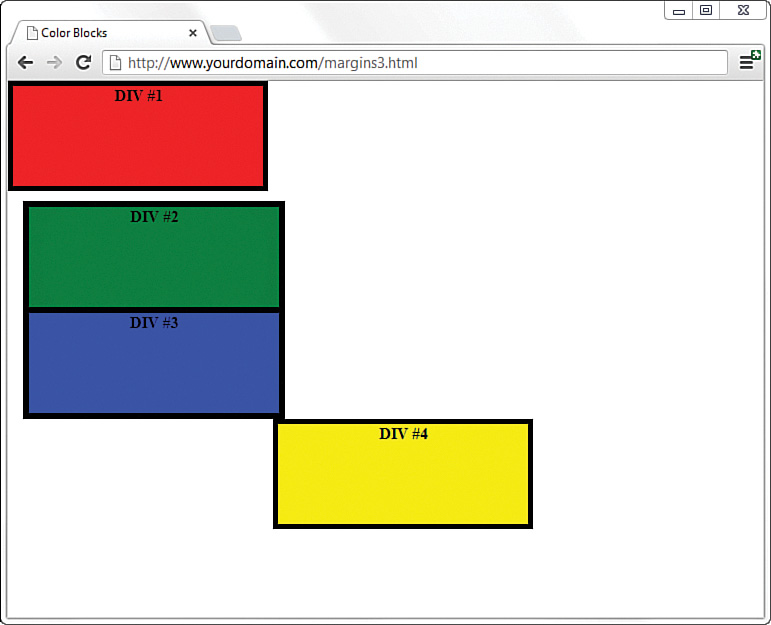 A screenshot of the color blocks displayed with a closer relationship to each other.