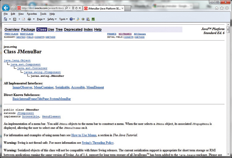 A screenshot shows the JAVA API documentation webpage.