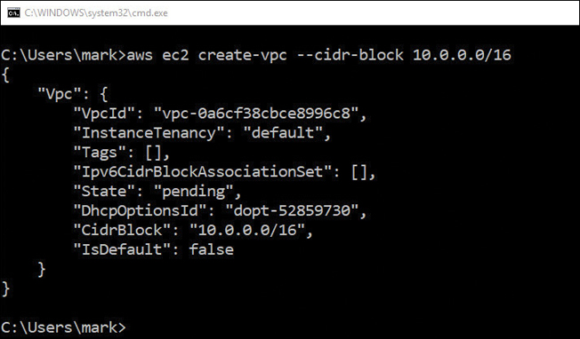 Creating VPC using the AWS CLI tool.