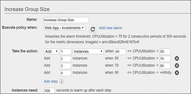 Screenshot of a window showing the options to increase group size.